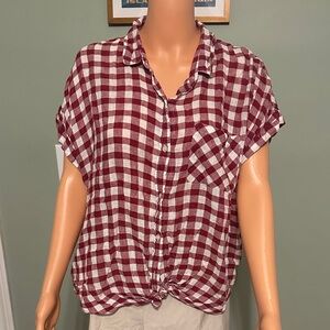 True Craft Burgundy and White Checkered Shirt